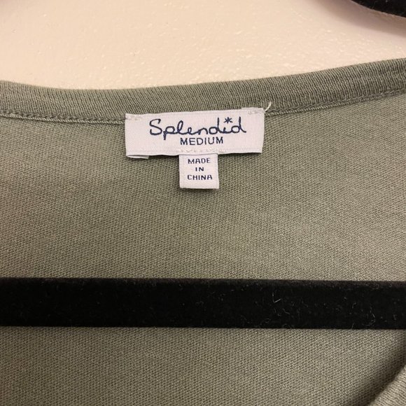 Splendid Everette Mixed Media Henley in Vintage Moss M - Picture 2 of 3